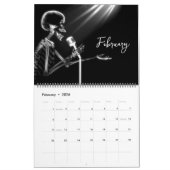 Röntgenstralen skelet zwart-wit kalender (Feb 2026)