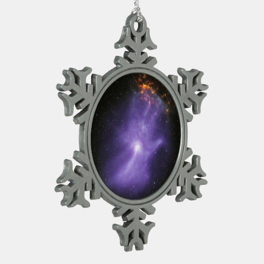 Röntgentelescopen spookachtige kosmische hand tin sneeuwvlok ornament (Links)