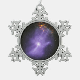 Röntgentelescopen spookachtige kosmische hand tin sneeuwvlok ornament