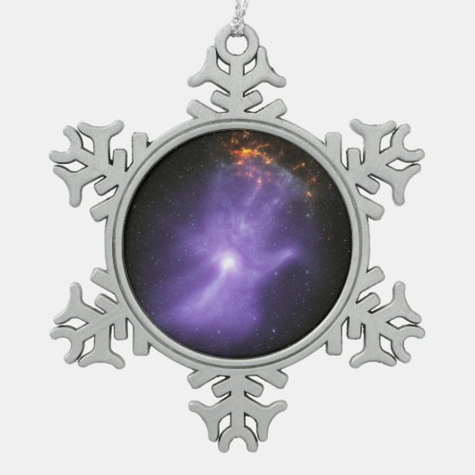Röntgentelescopen spookachtige kosmische hand tin sneeuwvlok ornament (Voorkant)