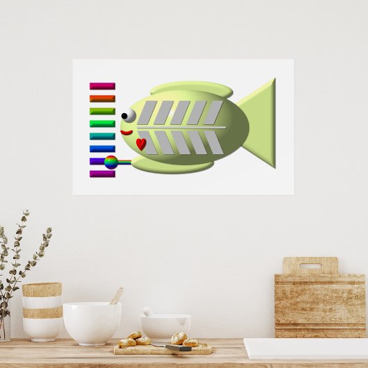Röntgenvis die de Xylopoeon speelt Poster (Keuken)