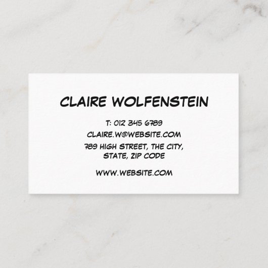 RÖNTGENVISIE Leuke Retro Stripboek Visitekaartje (Achterkant)