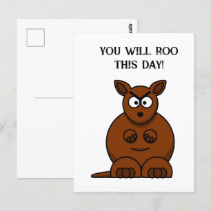 Roo deze dag Angry Kangaroo Grappige Kinder Cartoo Briefkaart
