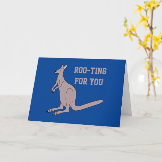 Roo-ting voor je Cute Aussie Funny Kangaroo Pun Kaart (Gele Bloem)