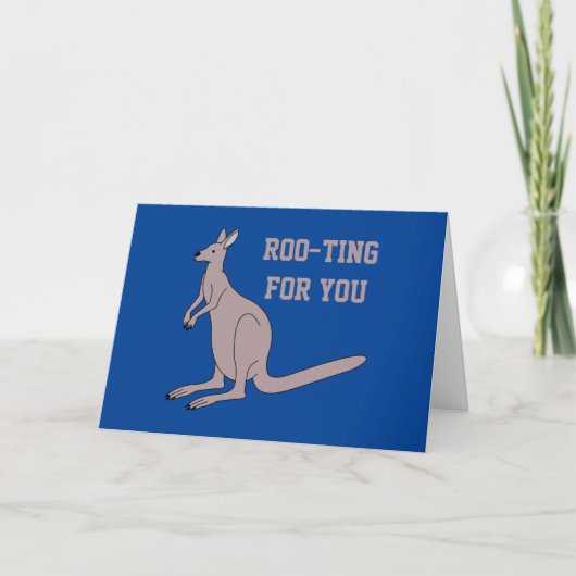 Roo-ting voor je Cute Aussie Funny Kangaroo Pun Kaart (Voorkant)