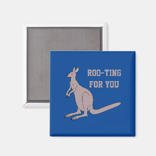 Roo-ting voor je Cute Aussie Funny Kangaroo Pun Magneet