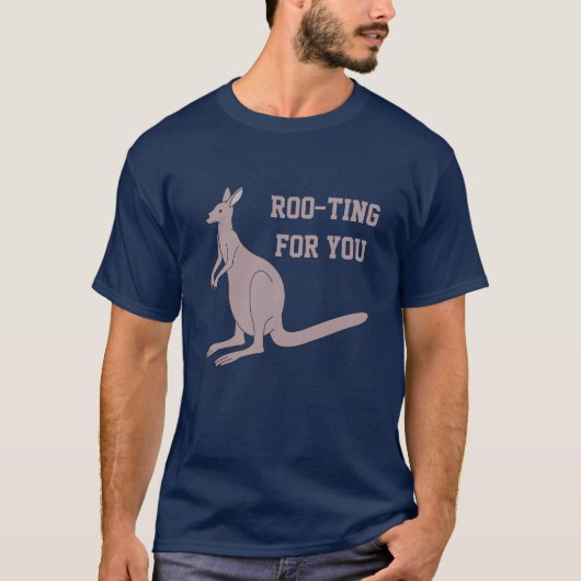 Roo-ting voor je Cute Aussie Funny Kangaroo Pun T-shirt (Voorkant)