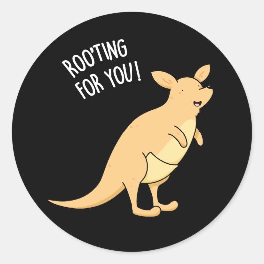 Roo-Ting voor u Funny Kangaroo Pun Dark BG Ronde Sticker (Voorkant)