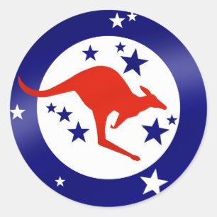 Roo Vlag van Australië Kangoeroe Oz Aussie Ronde Sticker