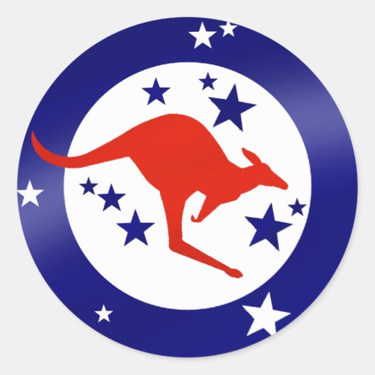 Roo Vlag van Australië Kangoeroe Oz Aussie Ronde Sticker (Voorkant)