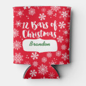 Rood 12 Bars van Kerstmis en Sneeuwvlokken Blikjeskoeler (Voorkant)