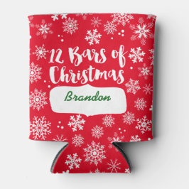 Rood 12 Bars van Kerstmis en Sneeuwvlokken Blikjeskoeler