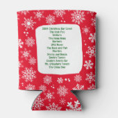 Rood 12 Bars van Kerstmis en Sneeuwvlokken Blikjeskoeler (Achterkant)