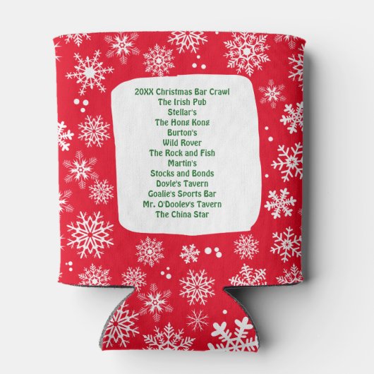 Rood 12 Bars van Kerstmis en Sneeuwvlokken Blikjeskoeler (Achterkant)