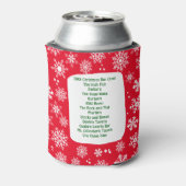 Rood 12 Bars van Kerstmis en Sneeuwvlokken Blikjeskoeler (Blikje Achterkant)