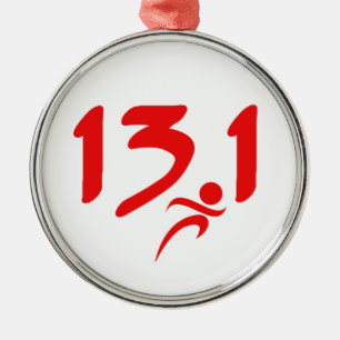 Rood 13,1 halve marathon metalen ornament