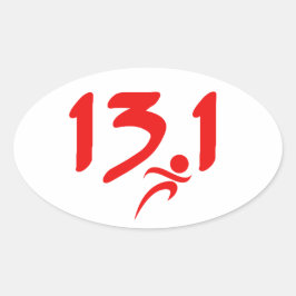 Rood 13,1 halve marathon ovale sticker