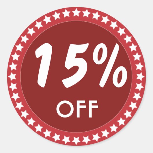 Rood 15% OFF Sales Korting Sticker (Voorkant)