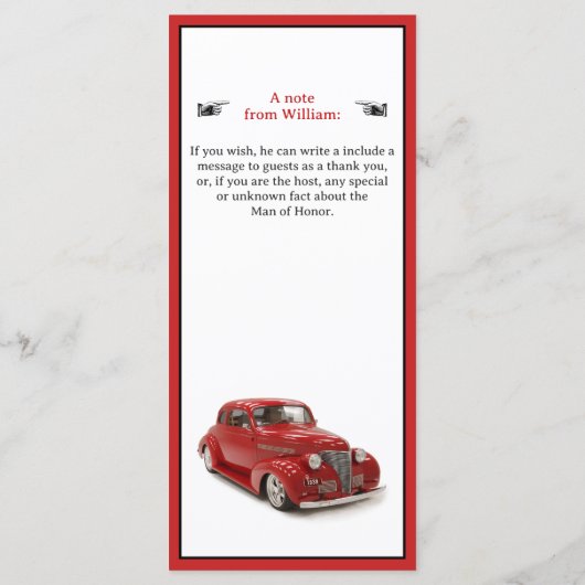  rood 1939 Coupe 85ste verjaardagsfeestje Menu (Achterkant)