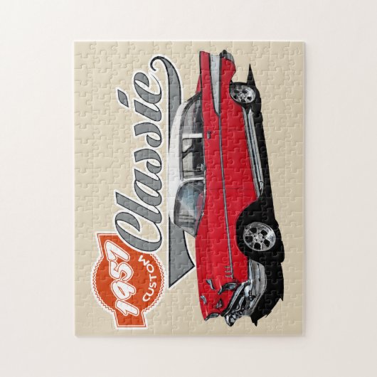 Rood 1957 Klassieke auto Legpuzzel (Verticaal)