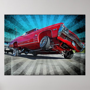 Rood 1968 Lowrider Chevrolet Impala Poster