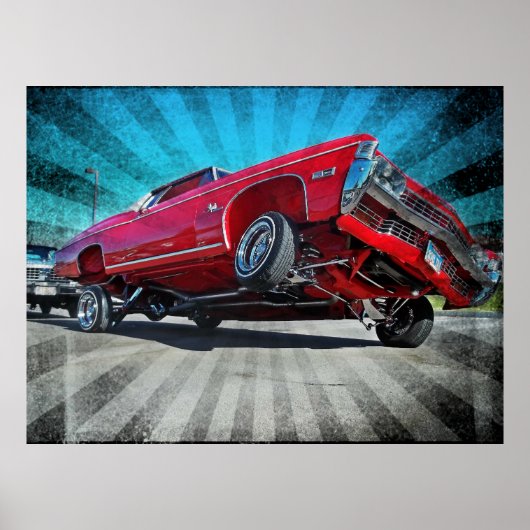 Rood 1968 Lowrider Chevrolet Impala Poster (Voorkant)