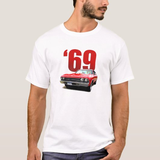 Rood 1969 Chevelle uitzicht vooraan. T-shirt (Voorkant)