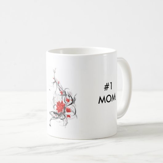 rood, #1MOM, #1 MOM Koffiemok (Voorkant rechts)