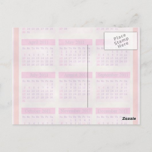 Rood 2011 jaar in één oogopslag briefkaart (Achterkant)