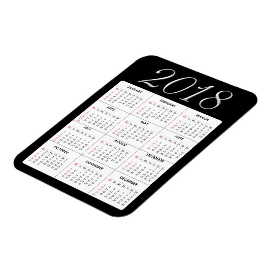 Rood 2018 Kalender Magneet (Linkerzijde)