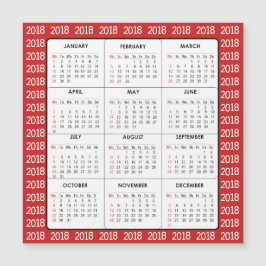 Rood 2018 Kalender Vierkant Magnetische Kaart