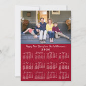 Rood 2020 Kalender 2 Aangepaste Foto's Gelukkig Ni Feestdagenkaart (Voorkant)