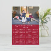Rood 2020 Kalender 2 Aangepaste Foto's Gelukkig Ni Feestdagenkaart (Staand voorkant)
