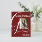 Rood 2025 AFSTUDEERDER Foto Afstuderen Uitnodiging (Staand voorkant)