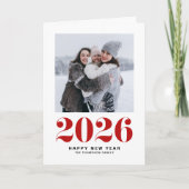 Rood 2025 Bold Typografie Nieuwjaarsfoto Feestdagen Kaart (Voorkant)