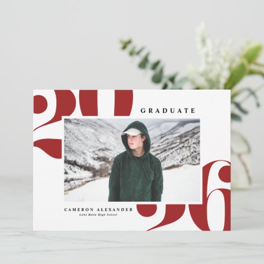 Rood 2026 Krachtig Lettertype Foto Afstuderen Aankondiging (Staand voorkant)