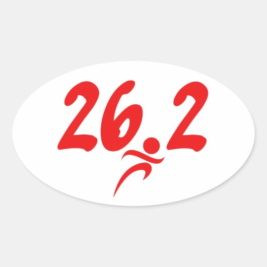 Rood 26.2 marathon ovale sticker (Voorkant)