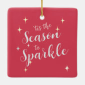 Rood 2-zijdig hangende sterren Dit seizoen tot slu Keramisch Ornament (Achterkant)