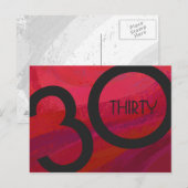 Rood 30 decennium van de verjaardag briefkaart (Voorkant / Achterkant)