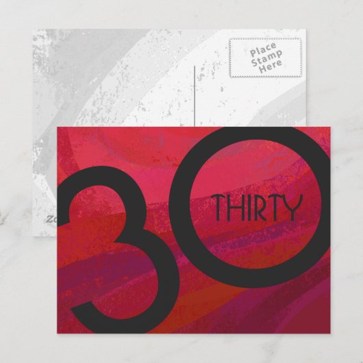 Rood 30 decennium van de verjaardag briefkaart (Voorkant / Achterkant)