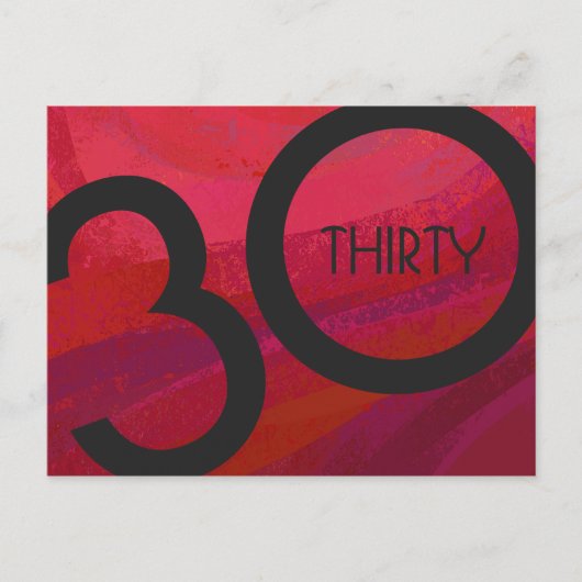 Rood 30 decennium van de verjaardag briefkaart (Voorkant)
