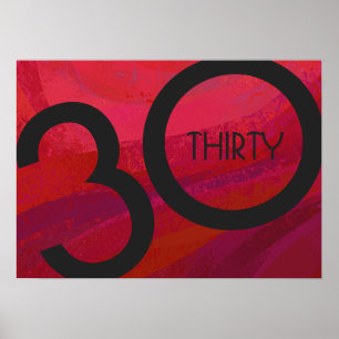 Rood 30 decennium van de verjaardag poster