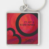 Rood 30 decennium van de verjaardag sleutelhanger (Voorkant)