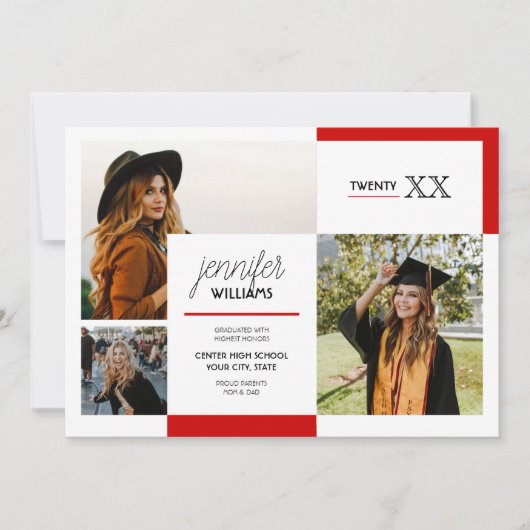 Rood 3 Aankondiging Foto Afstuderen (Voorkant)