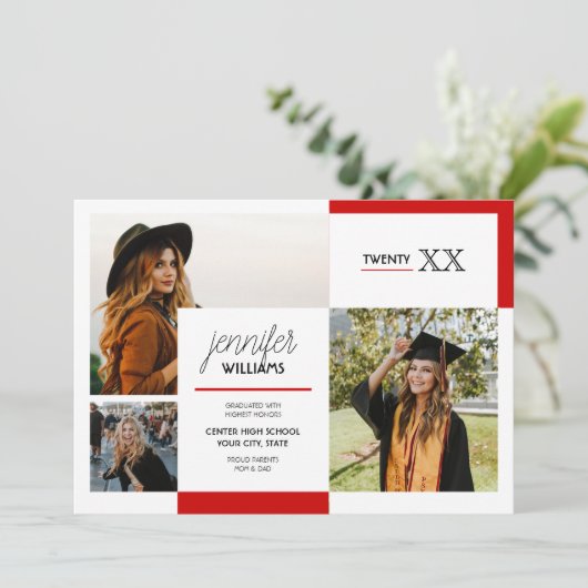 Rood 3 Aankondiging Foto Afstuderen (Staand voorkant)