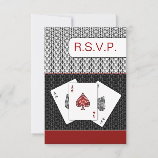 Rood 3 Azen Vegas Bruiloft RSVP kaarten, 3.5 x 5 (Voorkant)