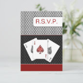 Rood 3 Azen Vegas Bruiloft RSVP kaarten, 3.5 x 5 (Staand voorkant)
