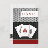 Rood 3 Azen Vegas Bruiloft RSVP kaarten, 3.5 x 5 (Voorkant / Achterkant)