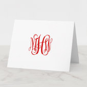 Rood 3 Initiaal Vine Script Monogram DIY BG Bedankkaart