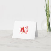 Rood 3 Initiaal Vine Script Monogram DIY BG Bedankkaart (Voorkant)